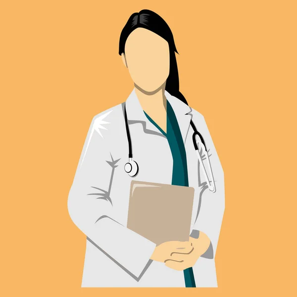 Vektor Kvinnlig Läkare Komplett Med Läkares Klädsel Och Ett Stetoskop — Stock vektor