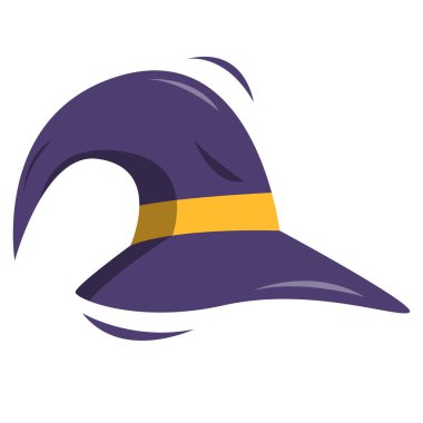 Cadılar Bayramı cadı şapkasının vektör çizimi. Beyaz arka planda tokalı cadı şapkası. Cadılar Bayramı için tasarım ögesi.