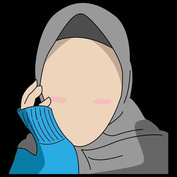 Vektor Ilustrasi Wanita Muslim Mengenakan Jilbab - Stok Vektor
