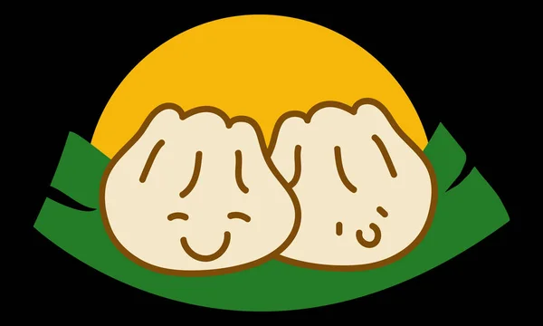 Ασιατικό Ζευγάρι Τροφίμων Dimsum Λογότυπο Τροφίμων — Διανυσματικό Αρχείο
