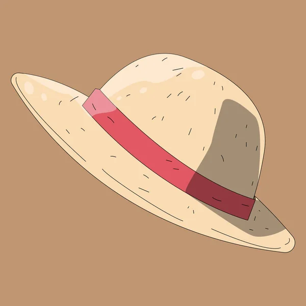 Illustration Vectorielle Authentique Chapeau Paille Avec Style Dessin — Image vectorielle