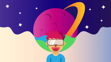 Sanal alana bağlı gözlüklü ve VR kulaklıklı Metaverse Dijital Sanal Gerçeklik Teknolojisi çalışanı