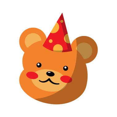 Sevimli ayı başı parti vektörü düz simgesi