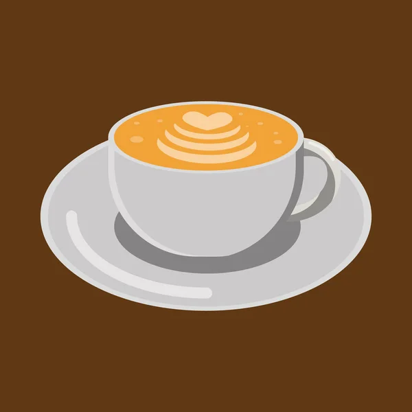 Witte Kop Koffie Latte Liefde Tulp Realistische Vector Stijl Zijaanzicht — Stockvector