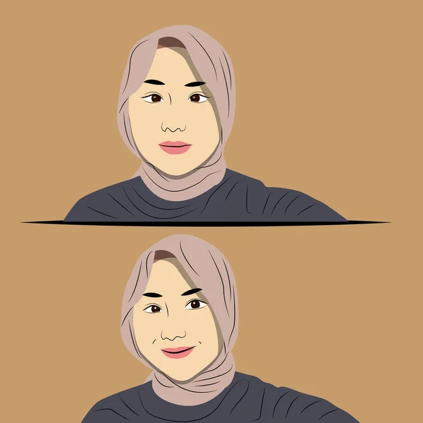 Mujer Musulmana Asiática Con Hiyab Ilustración Vectorial Estilo Dibujos Animados — Archivo Imágenes Vectoriales