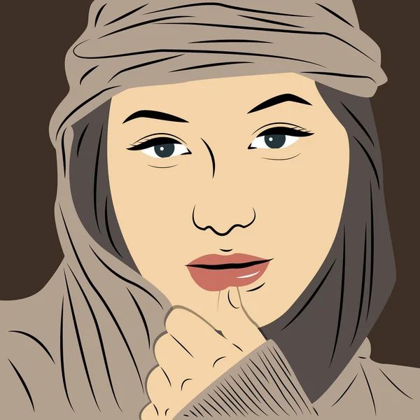 Mulher Muçulmana Hijab Retrato Uma Jovem Menina Asiática Vestido Moderno — Vetor de Stock