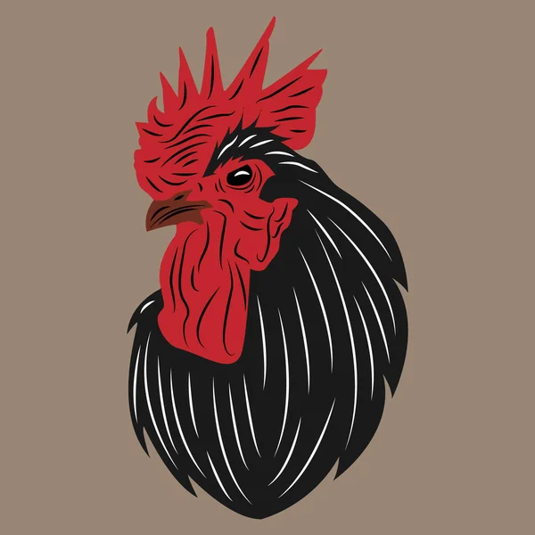 黑公鸡的头颅看上去很强壮 有锐利的眼珠 适合做标志 餐厅出售炸鸡等 — 图库矢量图片#
