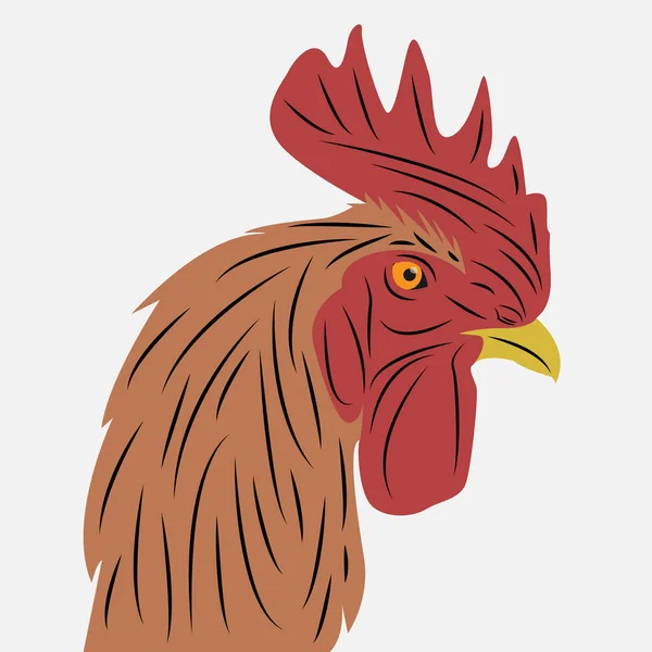 Brown Rooster Head Vector Looks Strong Sharp Eye Highlights Suitable — Stock Vector