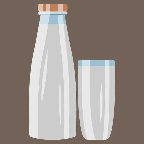 Векторная Иллюстрация Молока Бутылке Стекле — стоковый вектор