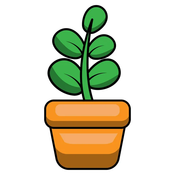 Cute Leaf Plant Pot — Vettoriale Stock