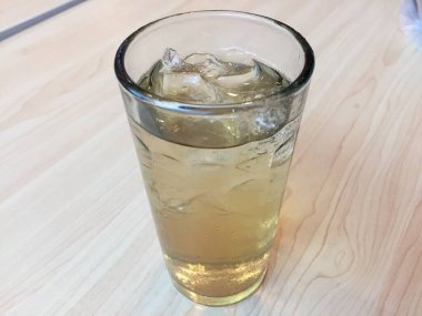 a glass of fresh cold ocha drink