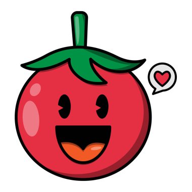 Hand drawn trendy smiling tomato cartoon elements. vintage cartoons.