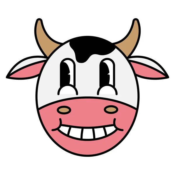 Happy Cow Head Cartoon Vintage Cartoon — Stockový vektor