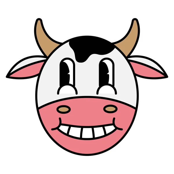 Happy Cow Head Cartoon Vintage Cartoon — Stock vektor