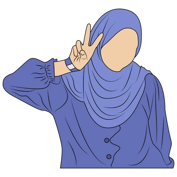 Vektor Illustration Muslimsk Flicka Fred Stil — Stock vektor