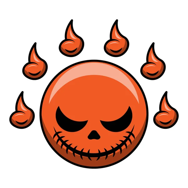 Rund Skalle Djävul Huvud Symbol För Halloween Beredning — Stock vektor