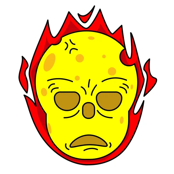 燃烧奶酪骷髅头颅卡通病媒 — 图库矢量图片