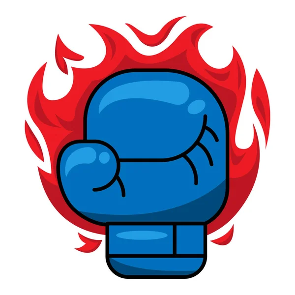 青いボクシンググローブベクトルを燃焼 — ストックベクタ