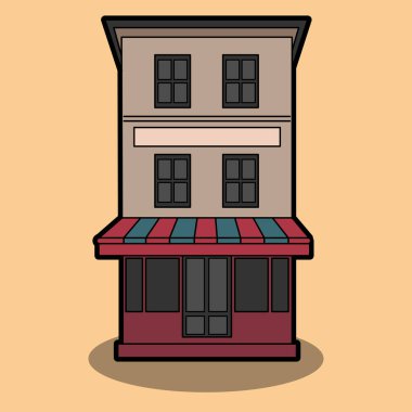 Düz vektör Fransa 'da bir kafe inşa ediyor