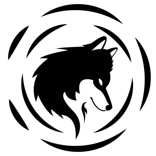 Wolf Head Logo Vector Circle — Stock Vector