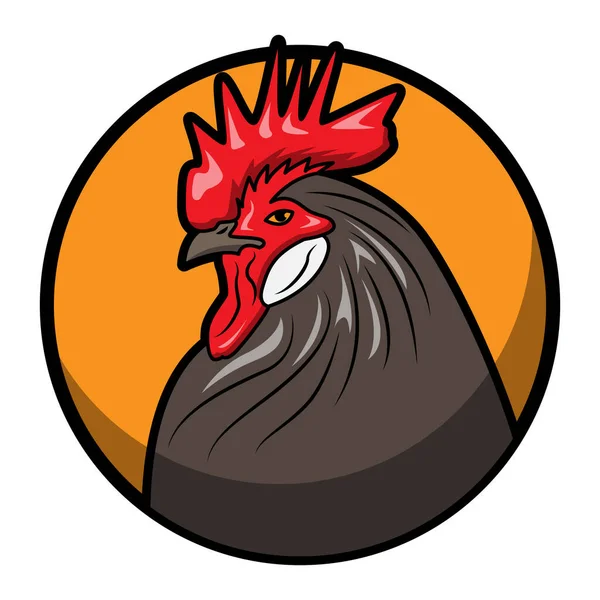 Rooster Head Vector Logo Circle — Stock Vector