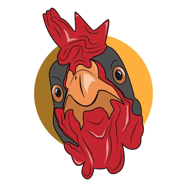 Cute Rooster Head Illustration Vector — Stock Vector