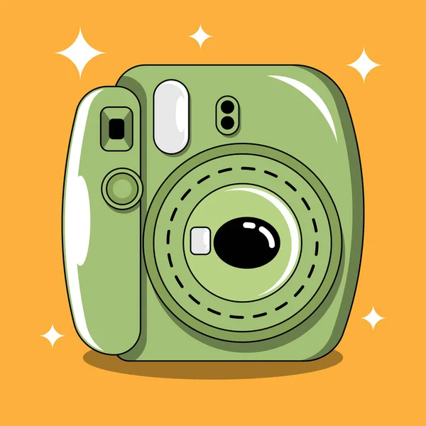 Vector Una Cámara Polaroid Con Fondo Naranja — Archivo Imágenes Vectoriales