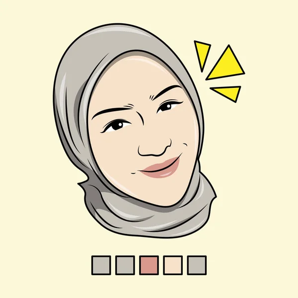 Πρόσωπο Φορέα Μιας Μουσουλμάνας Γυναίκας Μια Αστεία Έκφραση Την Παλέτα — Διανυσματικό Αρχείο