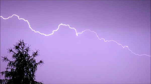 Photo Lightning Summer Night Storm Vibe — Stock Photo, Image