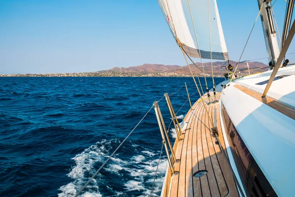 Sailing Yacht Way Saronic Gulf Greece Anavyssos Saronikos Attica — Stock Photo, Image