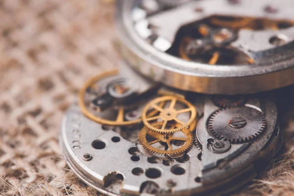 Clockwork old mechanical watch. close up, macro shot