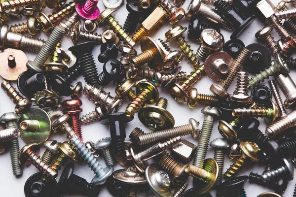 close up assortment many different bolts and screw