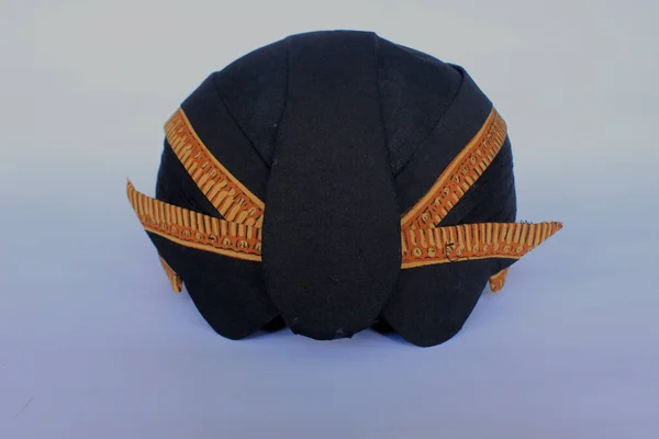 Blangkon Hitam Black Blangkon Traditional Hat Javanese Men Isolated White — Φωτογραφία Αρχείου