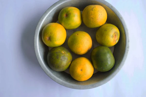 Verse Citroenschijfje Sinaasappelschijfje Jeruk Baby Citrus Sinensis Groene Citroen Gele — Stockfoto