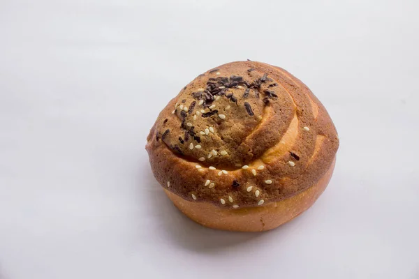 Baking Homemade Bread Pastry Chocolate Isolated Black Background Suitable Breakfast — Stock Photo, Image