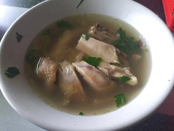Tavuk Çorbası Kase Üzerinde Sop Ayam Klaten — Stok fotoğraf