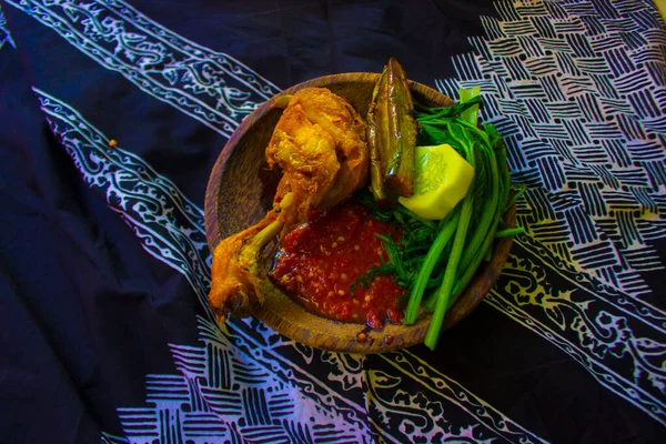Nasz Tempong Lub Sego Tempong Tradycyjne Potrawy Banyuwangi Indonezja Ryżu — Zdjęcie stockowe