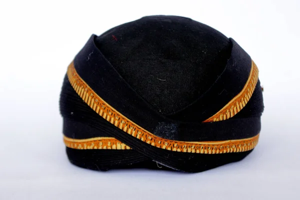 Blangkon Hitam Black Blangkon Traditional Hat Javanese Men Isolated White — 图库照片