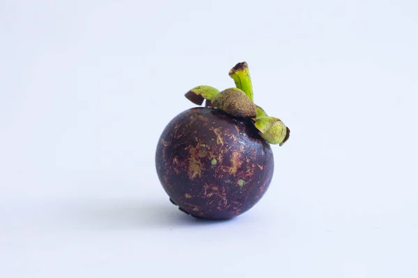 Fresh Mangosteen Garcinia Mangostana Isolated White Background — Stockfoto