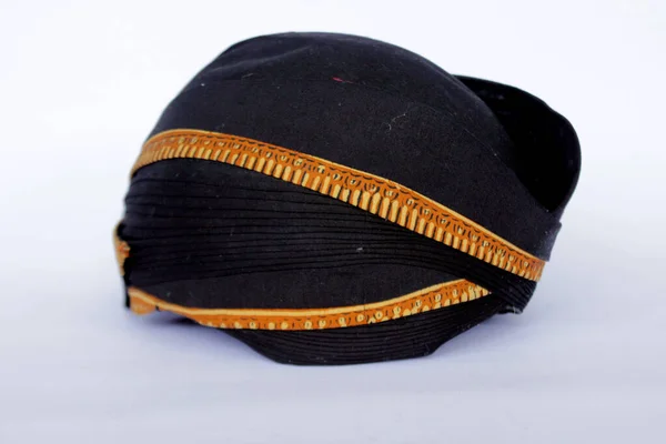 Blangkon Hitam Blangkon Noir Chapeau Traditionnel Hommes Javanais Isolé Sur — Photo