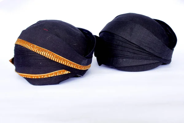 Blangkon Hitam Blangkon Noir Chapeau Traditionnel Hommes Javanais Isolé Sur — Photo