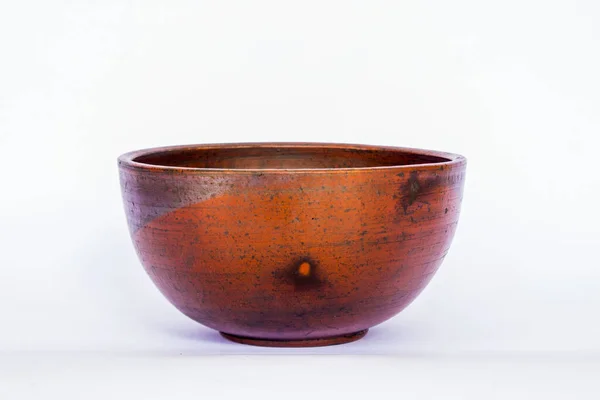 Earthenware Bowl Isolated White Background Earthenware Crafts — Photo