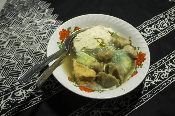 Bakso urat or meatball muscles is popular traditional food made from meat and cow muscles served with vegetables, noodle and flavour soup served on bowl