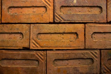 Tuğla. Kırmızı tuğla duvar, duvar kağıdı ve arkaplan olarak kullanılabilir, dokusu olan kırmızı tuğla duvar.