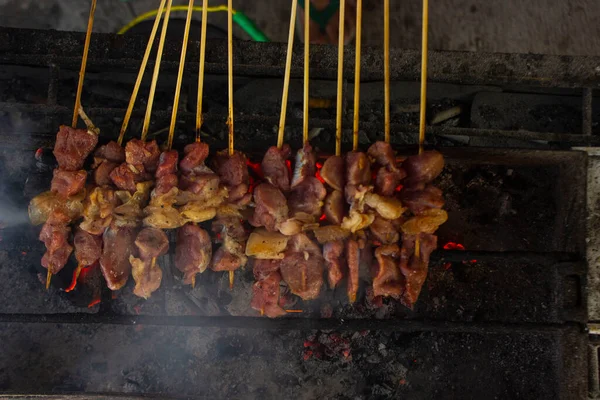 Sate Kambing Sate Klatak Lamb Satay Goat Meat Satay Served — Stock Photo, Image