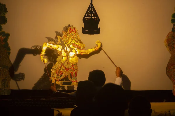Wayang Kulit Shadow Puppets Java Indonesia Puppet Show Dalang Puppeteer — 图库照片