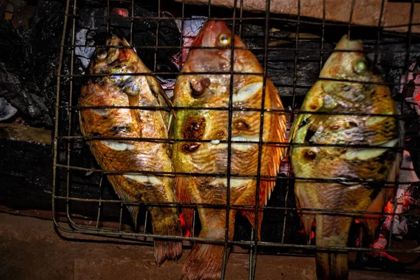 grilled fish Nile Tilapia on charcoal grill grilled fish Nile Tilapia on charcoal grill