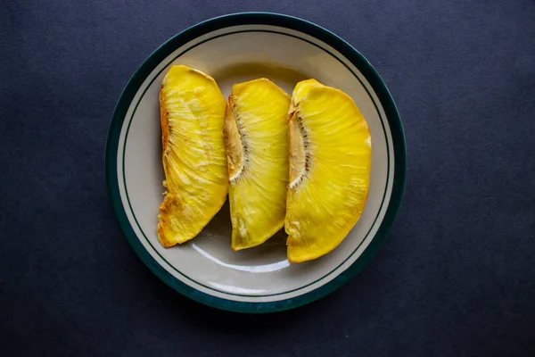 Sukun Goreng Fried Breadfruit Served Plate Black Background — Foto de Stock