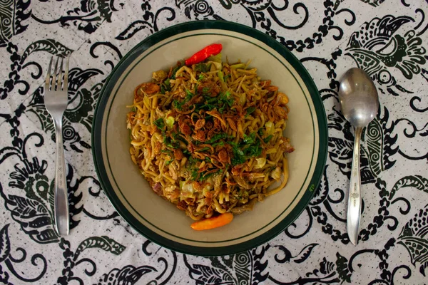 Mie Goreng Jawa Bakmi Jawa Java Noodle Spoon Fork Indonesian — Stock Photo, Image