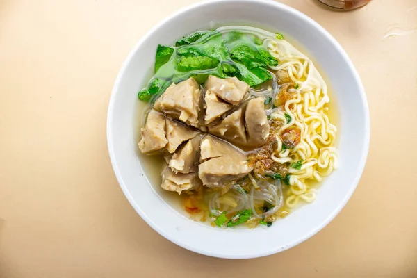 Bakso urat or meatball muscles is popular traditional food made from meat and cow muscles served with vegetables, noodle and flavour soup